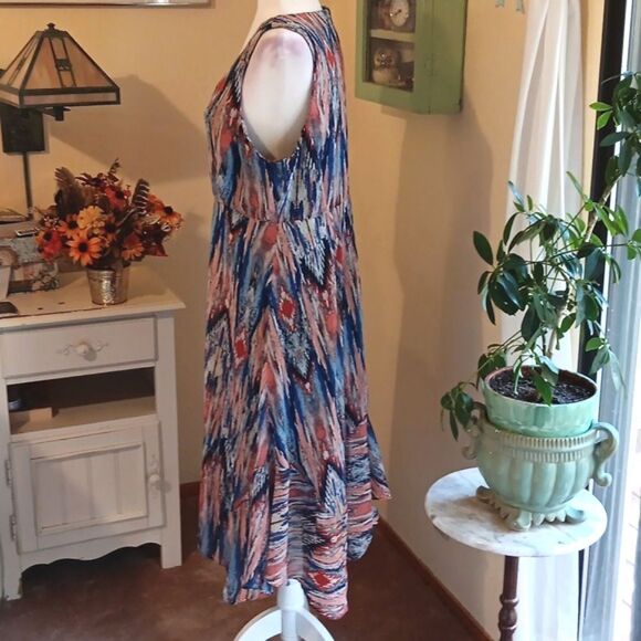 MSK Handkerchief Hem Dress. Boho, Tomato Girl, Y2K - Picture 4 of 11